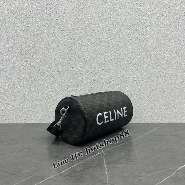 Celine專櫃新款枕頭包 賽琳男女款帆布肩帶圓形單肩斜挎包 xxl1106